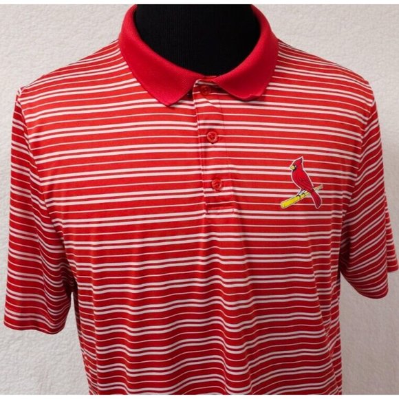 MLB Genuine Merchandise XL Red Stripe St Louis Cardinals TX3 Cool Polo Shirt - Picture 3 of 13